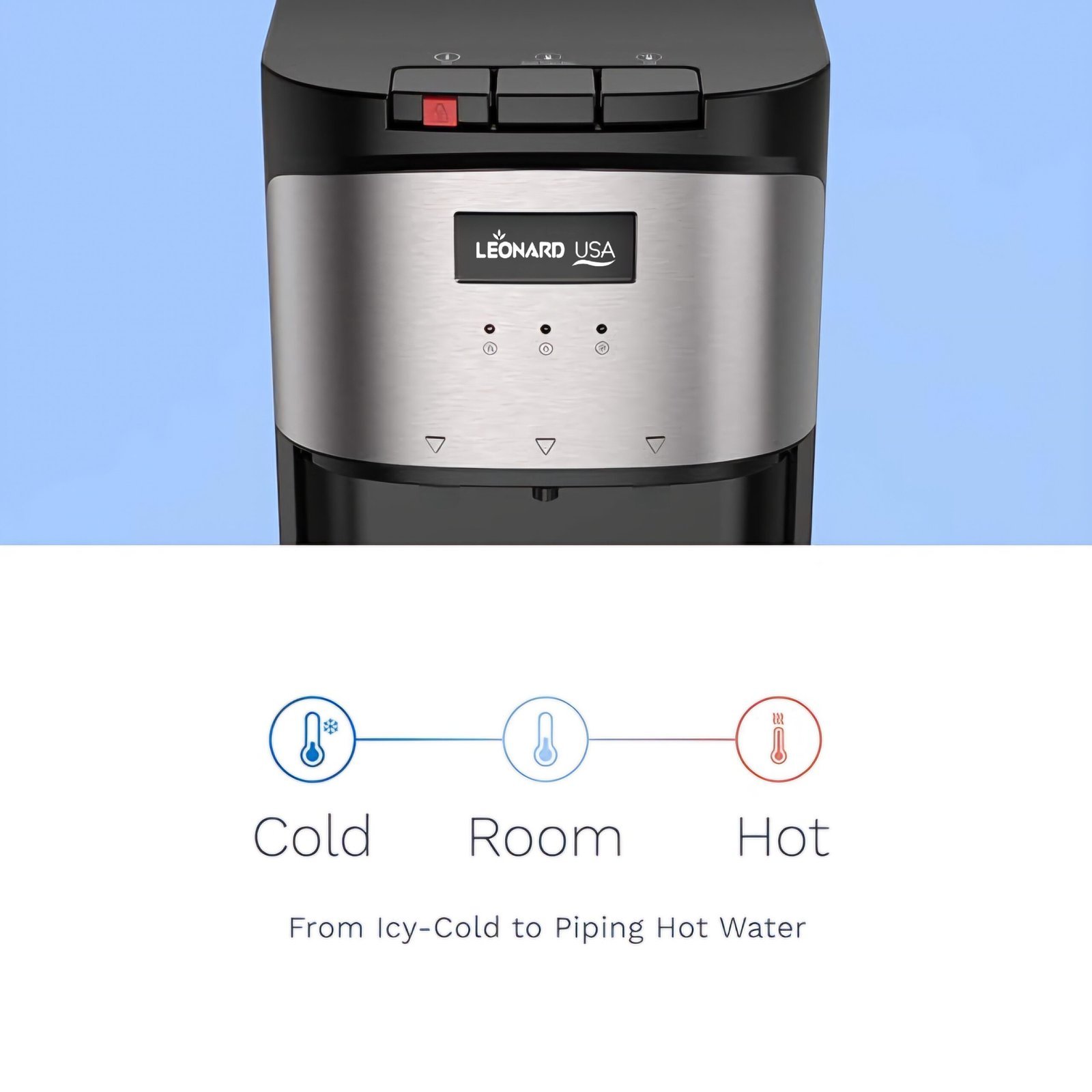 LEONARD Usa Bottom Loading Water Dispenser Stainless Steel Hot, Cold & Normal For Home, Office Or Bar, Based On American Technology (Stainless Steel & Black), 5 Liters - Image 5