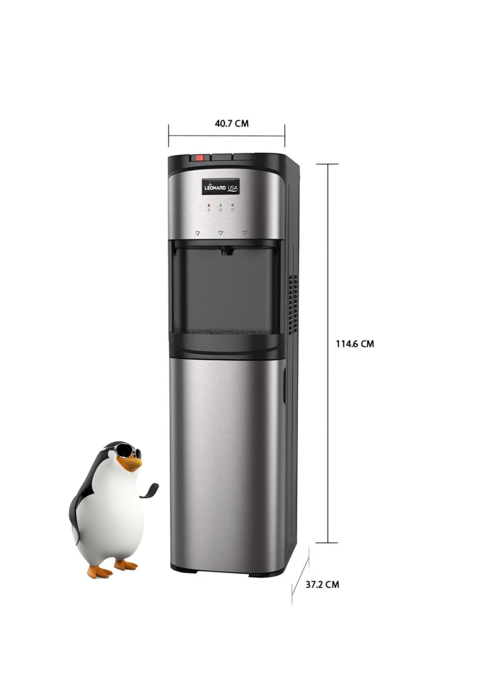 LEONARD Usa Bottom Loading Water Dispenser Stainless Steel Hot, Cold & Normal For Home, Office Or Bar, Based On American Technology (Stainless Steel & Black), 5 Liters - Image 2
