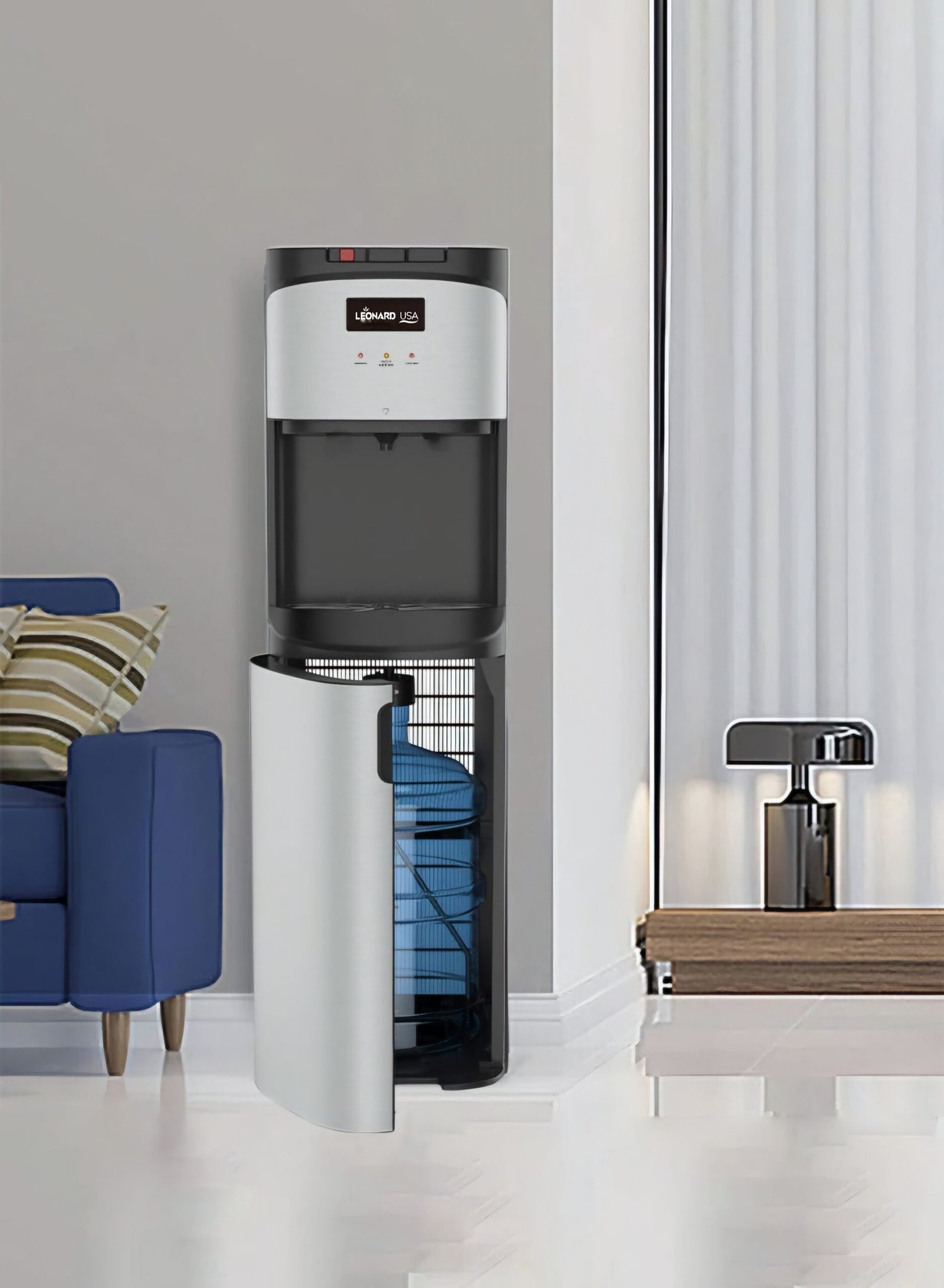 LEONARD Usa Bottom Loading Water Dispenser Stainless Steel Hot, Cold & Normal For Home, Office Or Bar, Based On American Technology (Stainless Steel & Black), 5 Liters - Image 3
