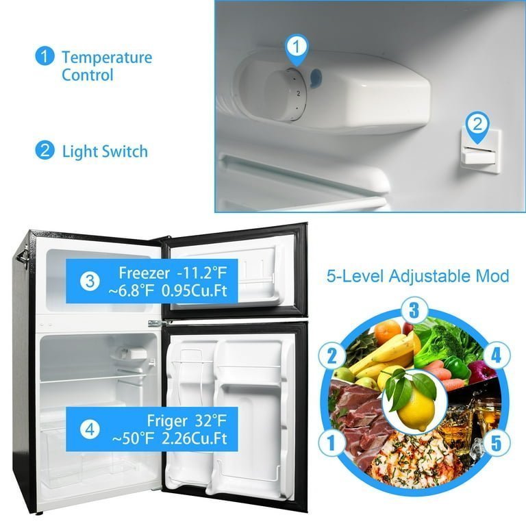 LEONARD USA 115 L Inverter Double Door Mini Fridge for Home Small Fridge with Separate Deep Freezer Compartment & Interior Light for Bar (Based on American Technology) (Black & Silver) - Image 2