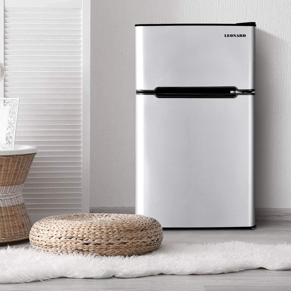 LEONARD USA 115 L Inverter Double Door Mini Fridge for Home Small Fridge with Separate Deep Freezer Compartment & Interior Light for Bar (Based on American Technology) (Black & Silver) - Image 7